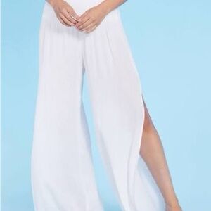 Kona Sol White Gauze Swim Cover Up Pants High Slit M